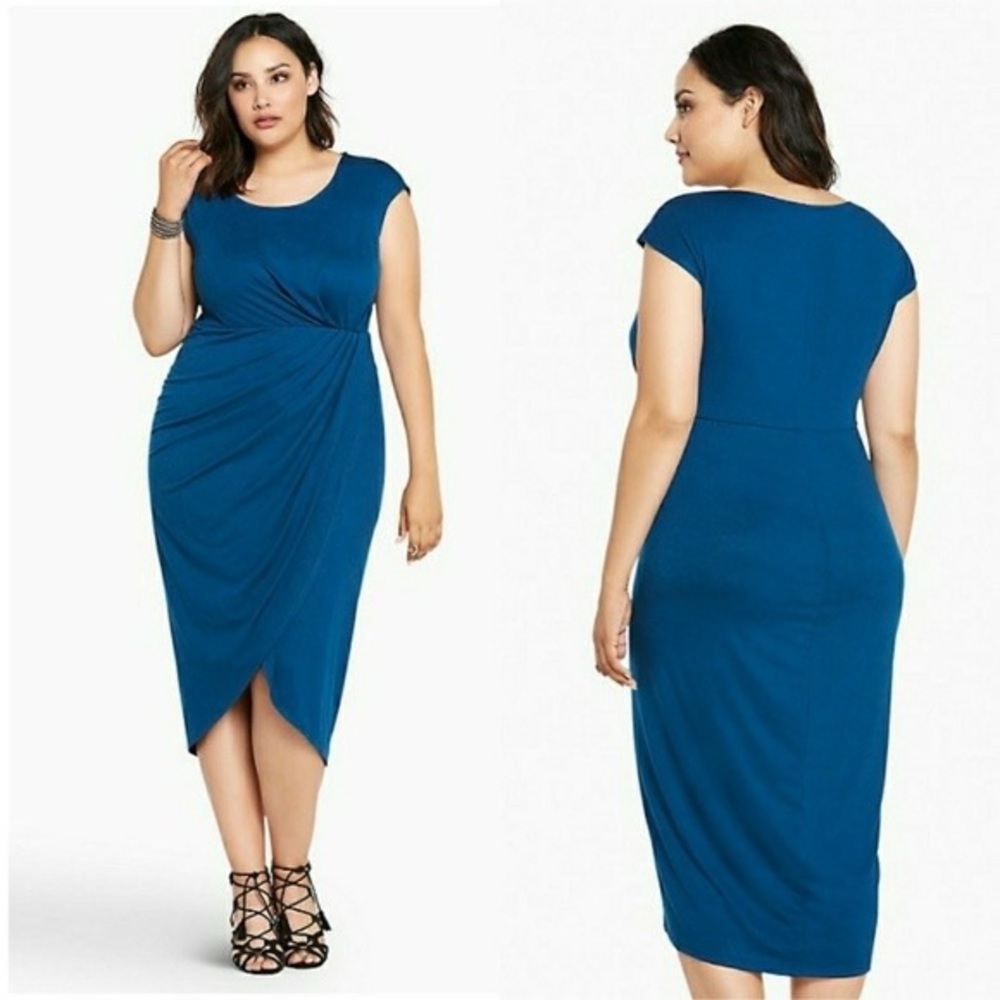 Tulip Faux-Wrap Midi Dress